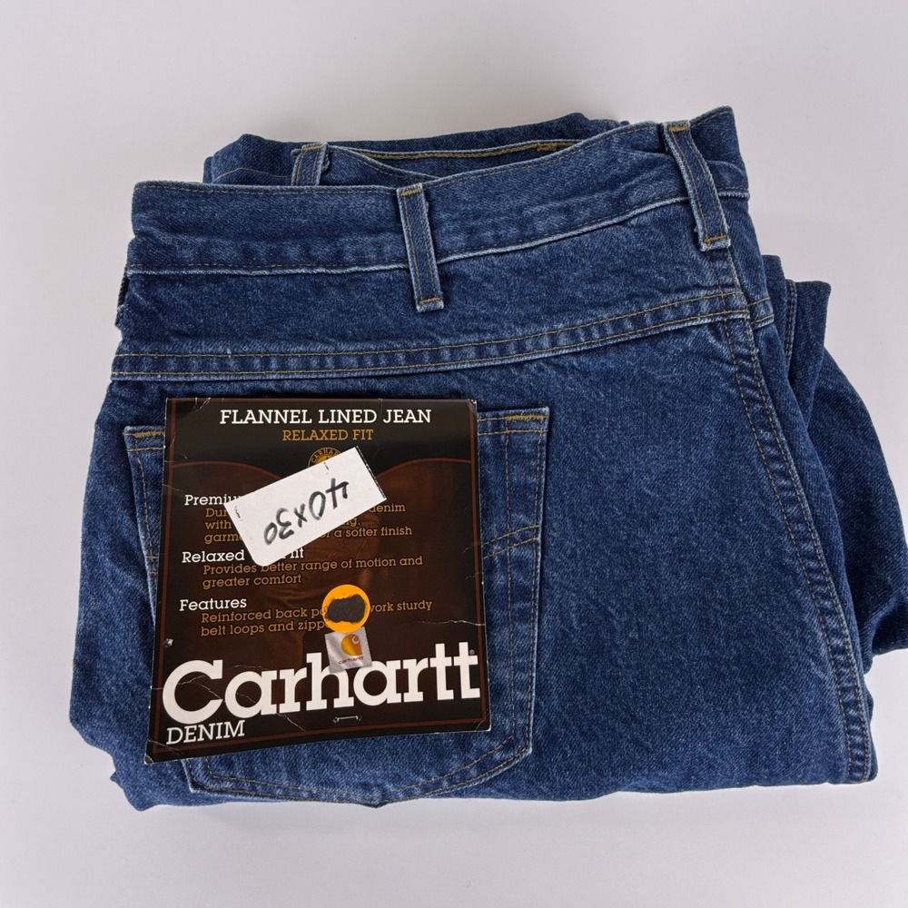 Carhartt Relaxed Fit Flannel Lined Denim Jeans Mens B21 DST 40x30 NWT NOS